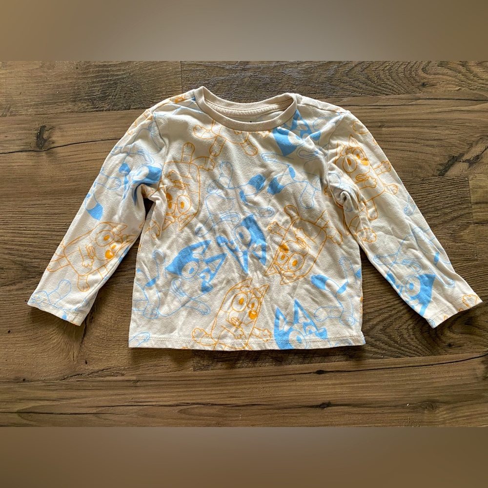 Bluey & Bingo print long sleeves t-shirt, cream color